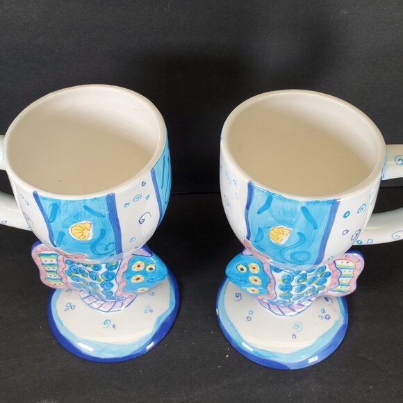 Tropical Fish Hand Painted Tall Tumbler Mug Set | Bella Casa by Ganz Coastal Bea - Picture 9 of 10